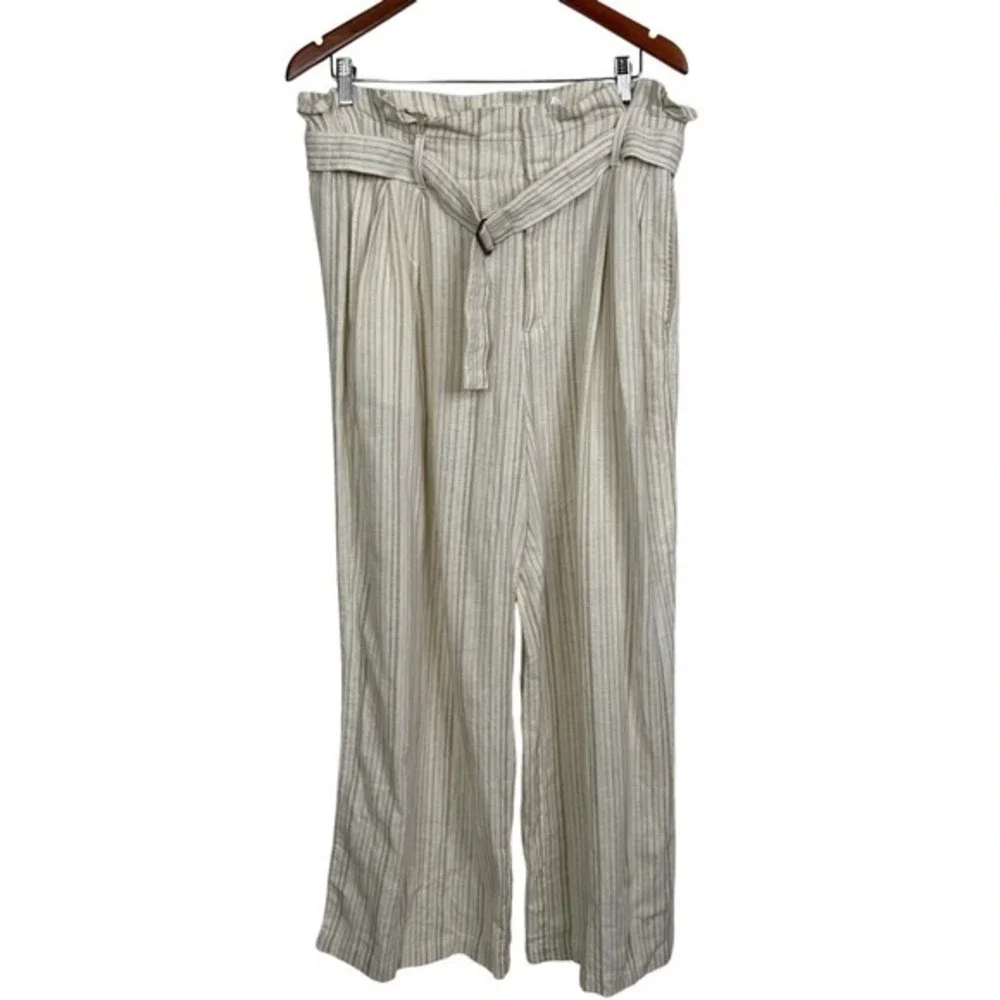 Banana‎ Republic Linen-Blend Striped Paperbag Pant Size 10 NWT
